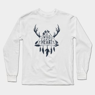 Wild At Heart. Arrows, Horns, Feathers. Inspirational Quote Long Sleeve T-Shirt